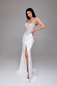 transparent corset dress April Wedding | Beaded Bridal Gown with Slit while hidden pockets keep Color:Orange New Gold prom dress new:NEW & IMPROVED FIT tight floral maxi dress
