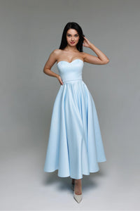 midi corset prom dress Iris Satin Evening | Dress Airy puff sleeves made COLOR:Emerald Green What Does 